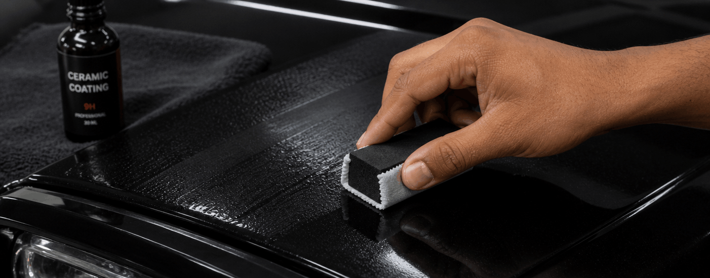 Ceramic coating being applied to a car in Bangalore