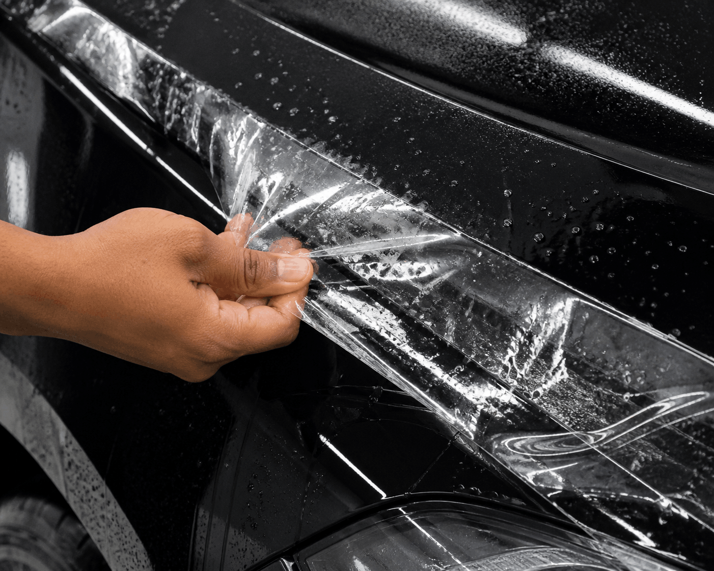 Paint Protection Film being applied on a car at Top Secret Detailing Studio Bangalore